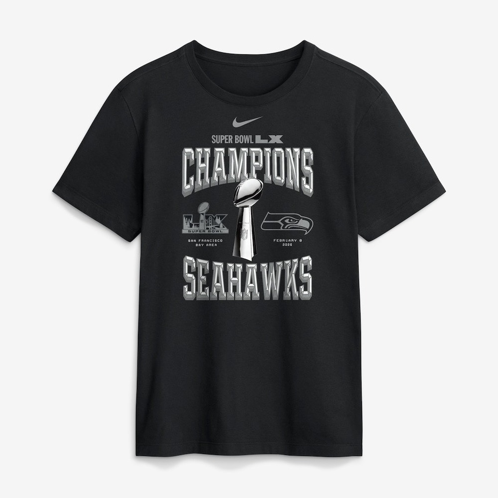 Nike Seattle Seahawks Super Bowl LX Champions T-Shirt Black Mens XXL NFL Tee